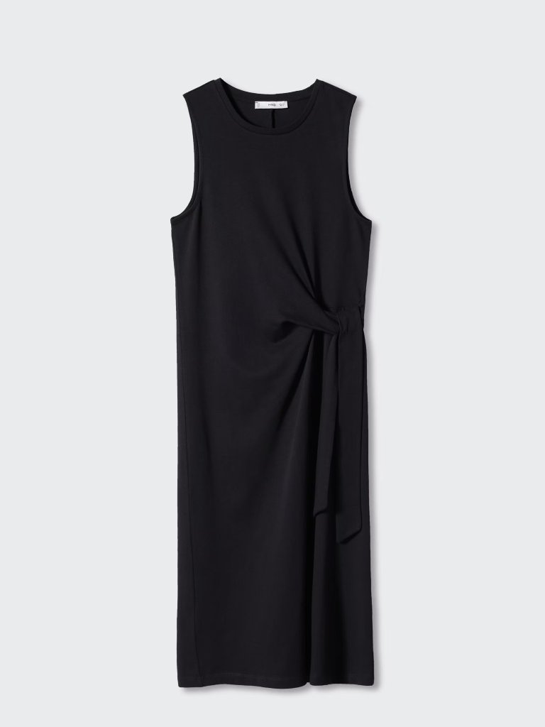 Mango Bow Cut-Out Detail Dress Sz 4 In Black